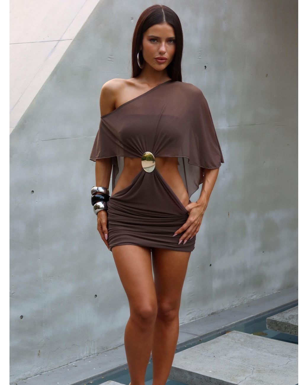 Outcast Brown Madisyn Mini Dress Chocolate
