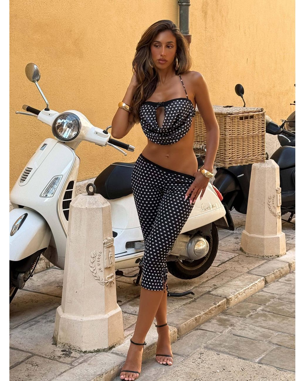 Outcast Natural Yule Capri Pants Polka Dot