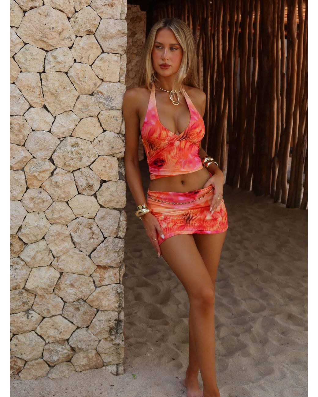 Outcast Brown Jemina Mini Skirt Sofira Heat