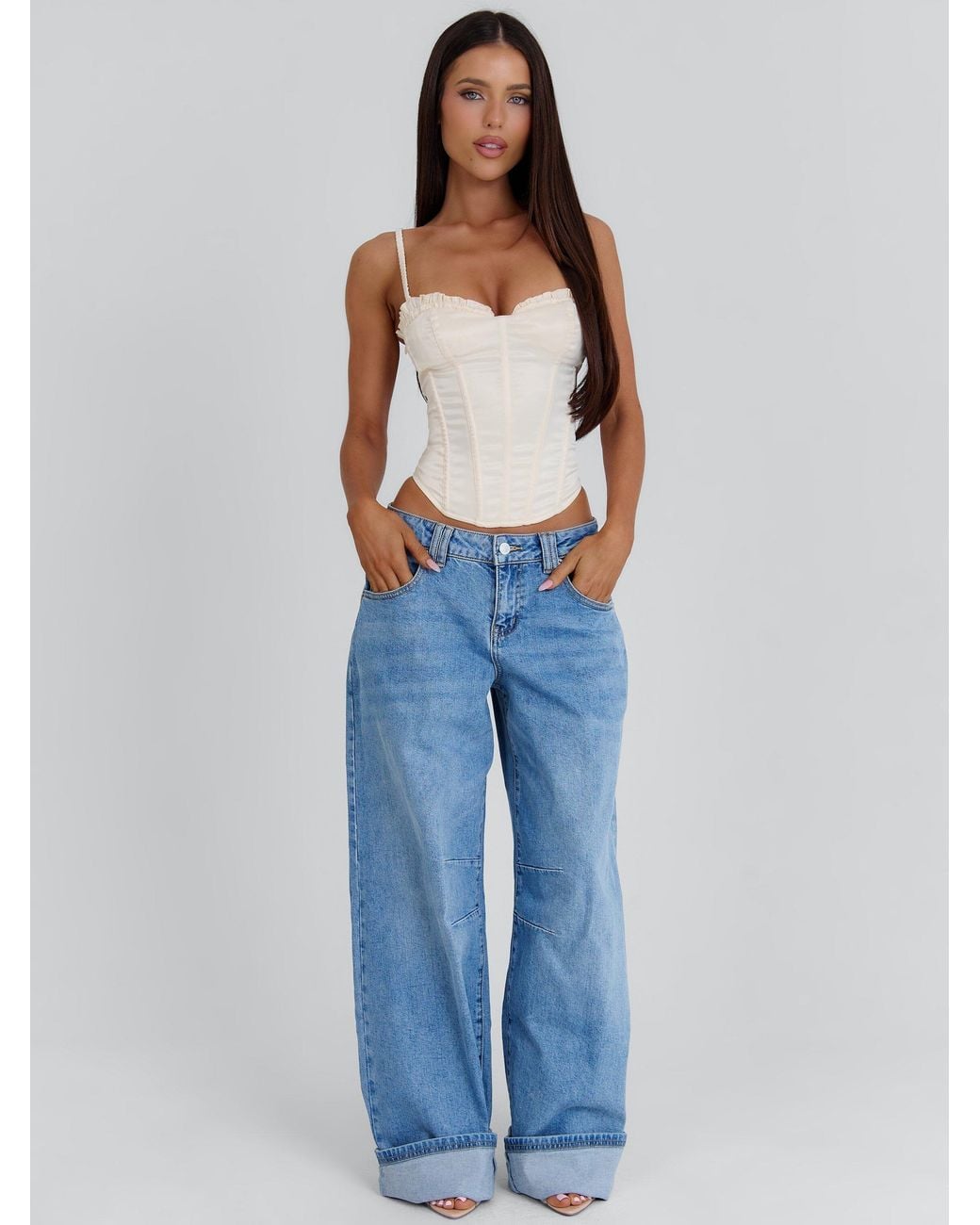Outcast Blue Linda Corset Top Ivory