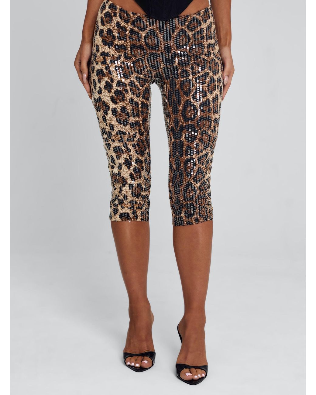 Outcast White Eira Capri Pant Leopard Sequin