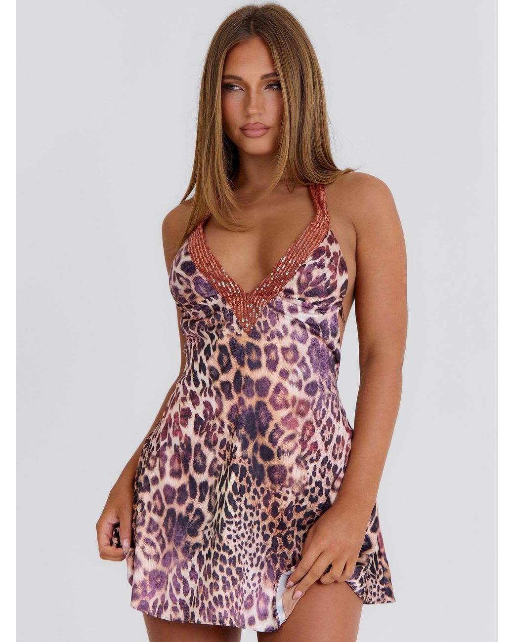 Outcast Brown Porcia Mini Dress Midnight Haze