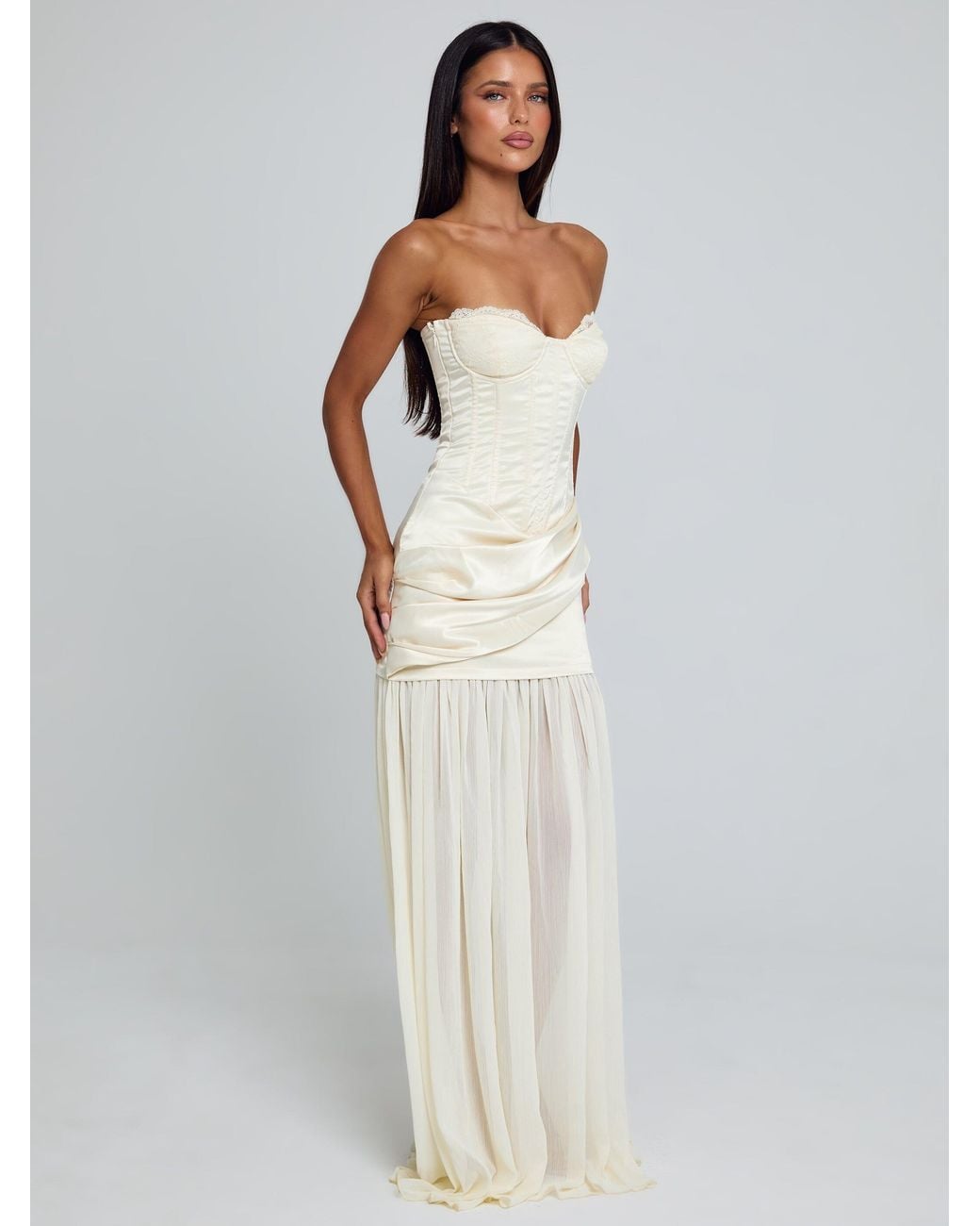 chinese dress ladies CLEMENCE HIGH NECK MAXI DRESS | IVORY | DRESSES main image 1