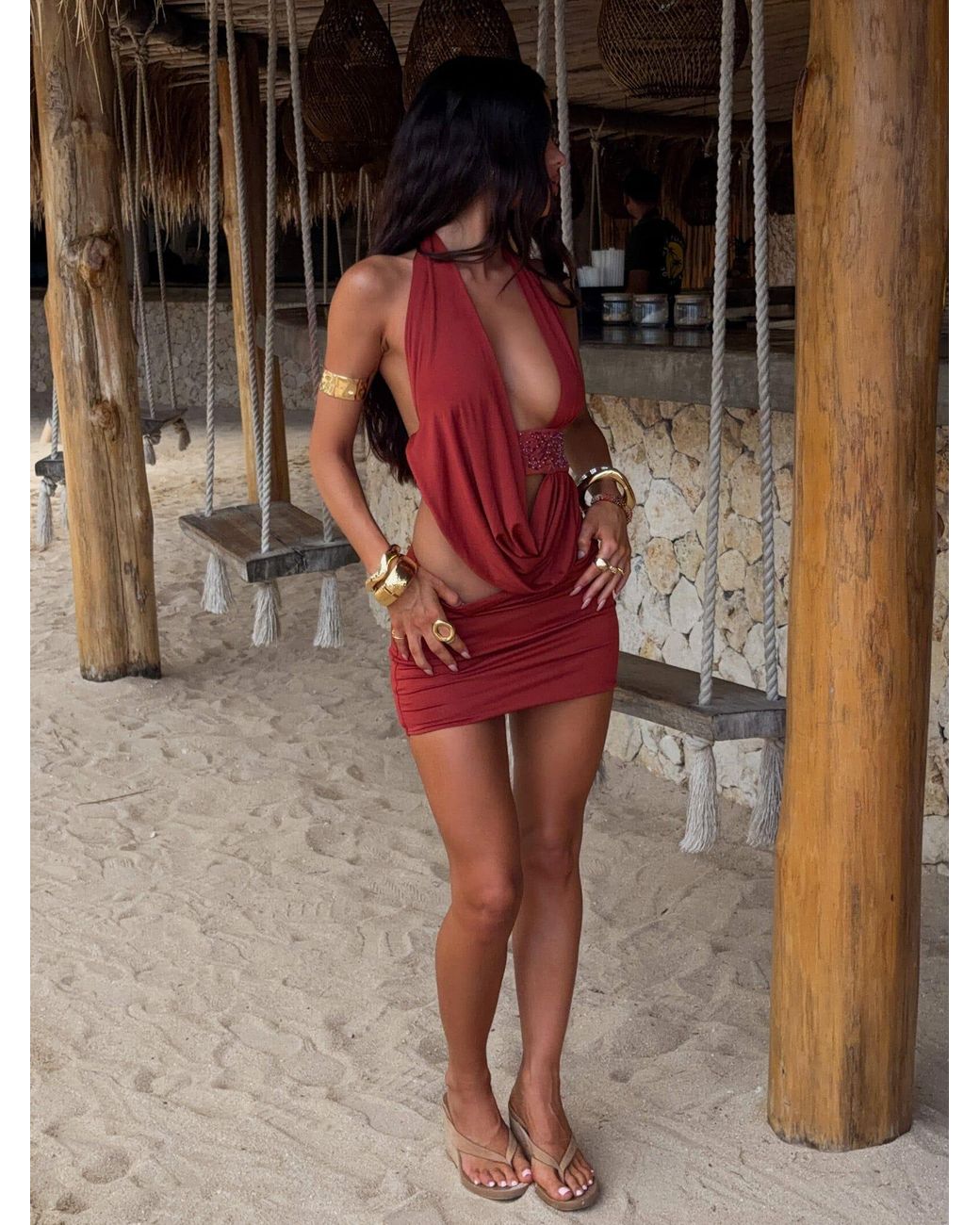 Outcast Brown Brynlee Mini Dress