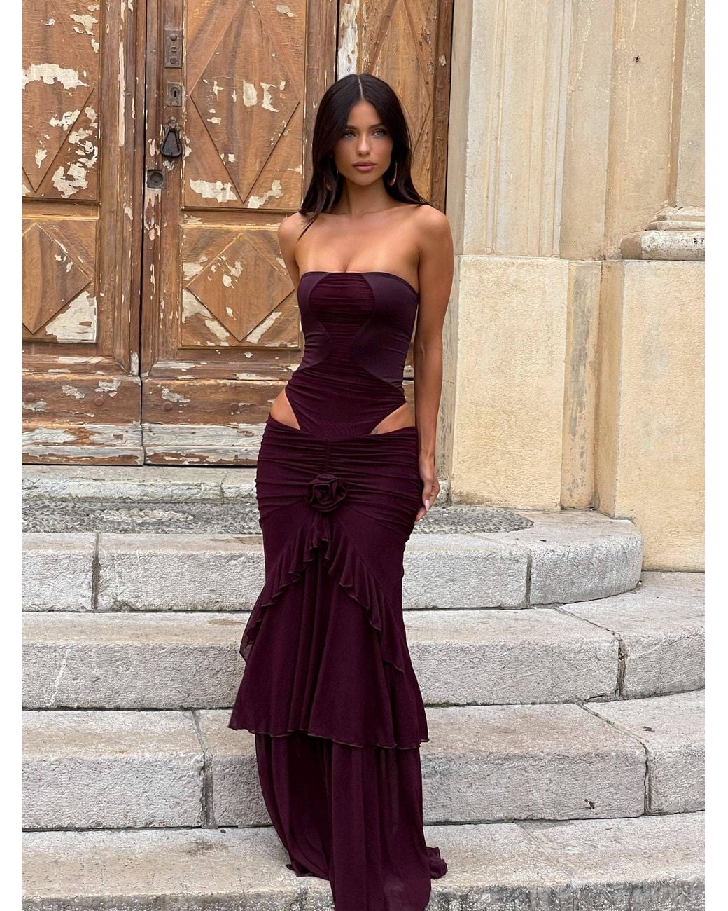 Outcast Purple Roe Maxi Skirt Dark Mauve