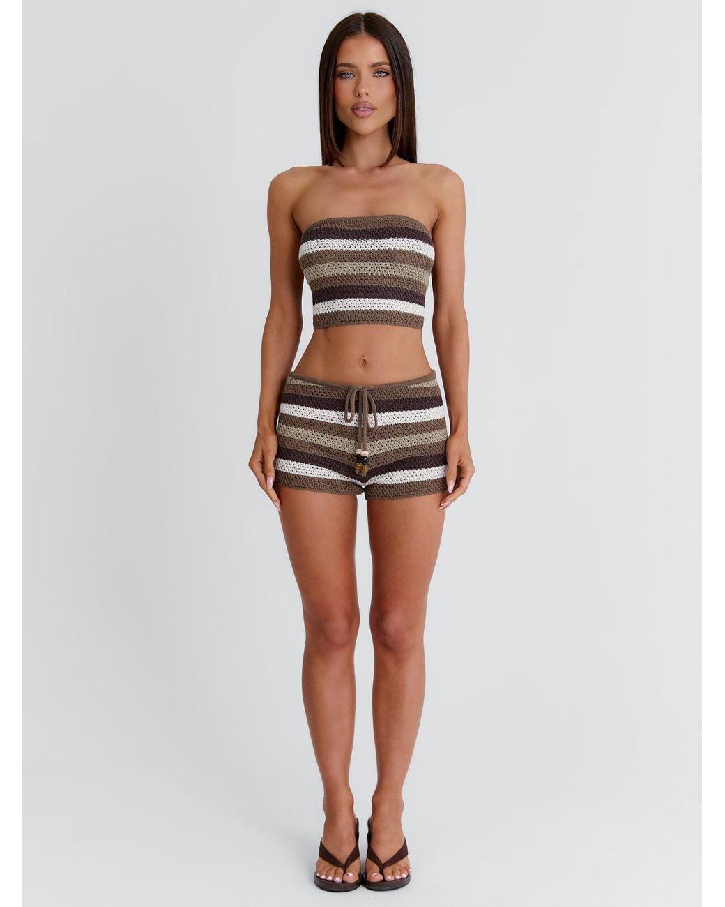 Outcast White Lanaa Shorts Neutral Stripe