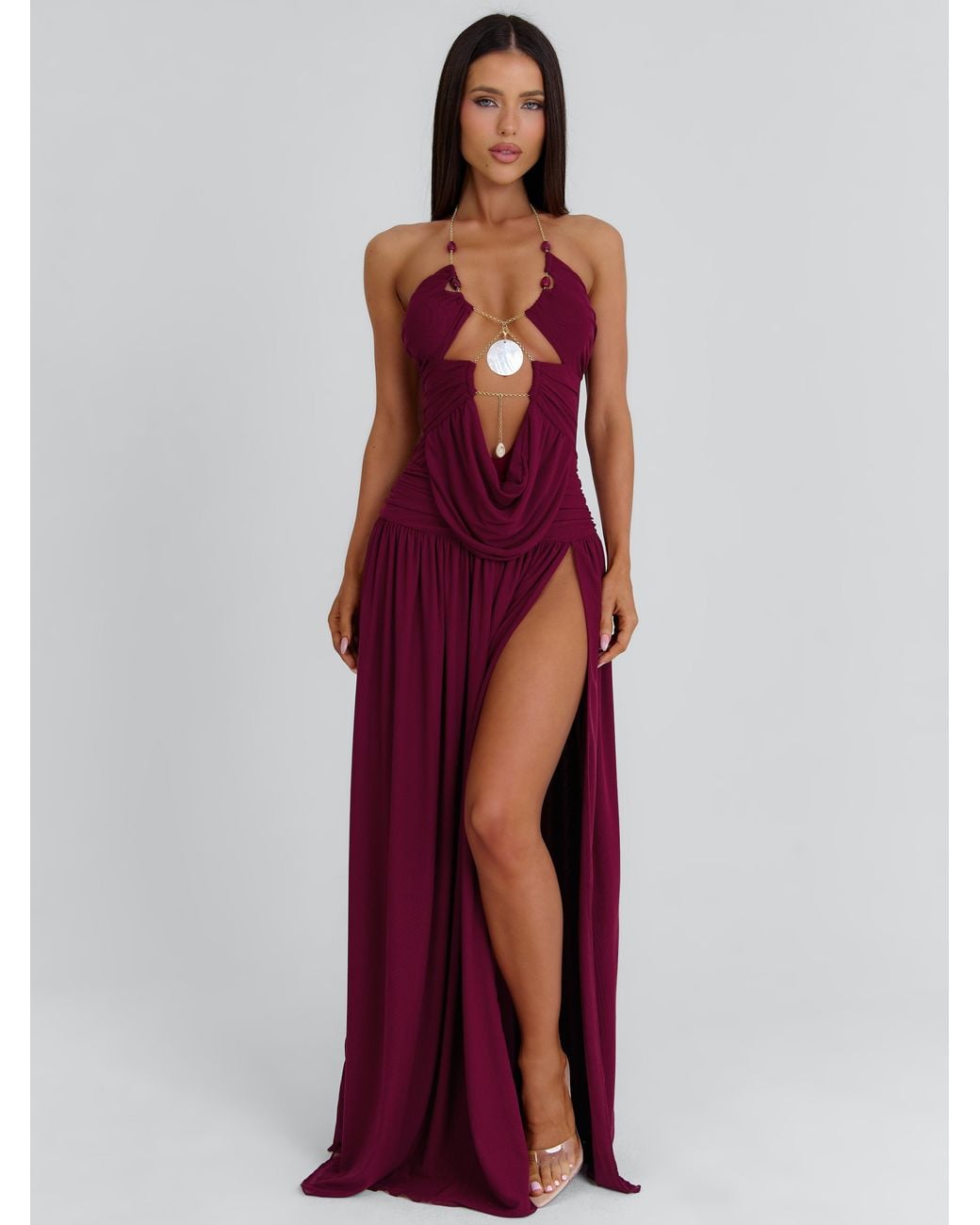 Outcast Green Nelly Maxi Dress Burgundy