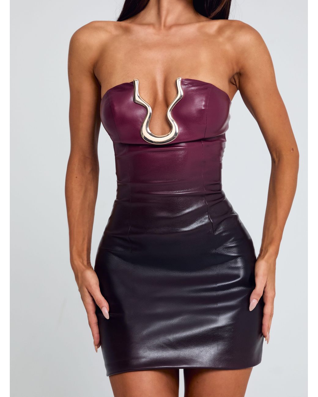 Outcast Red Ismera Mini Dress Plum Ombre