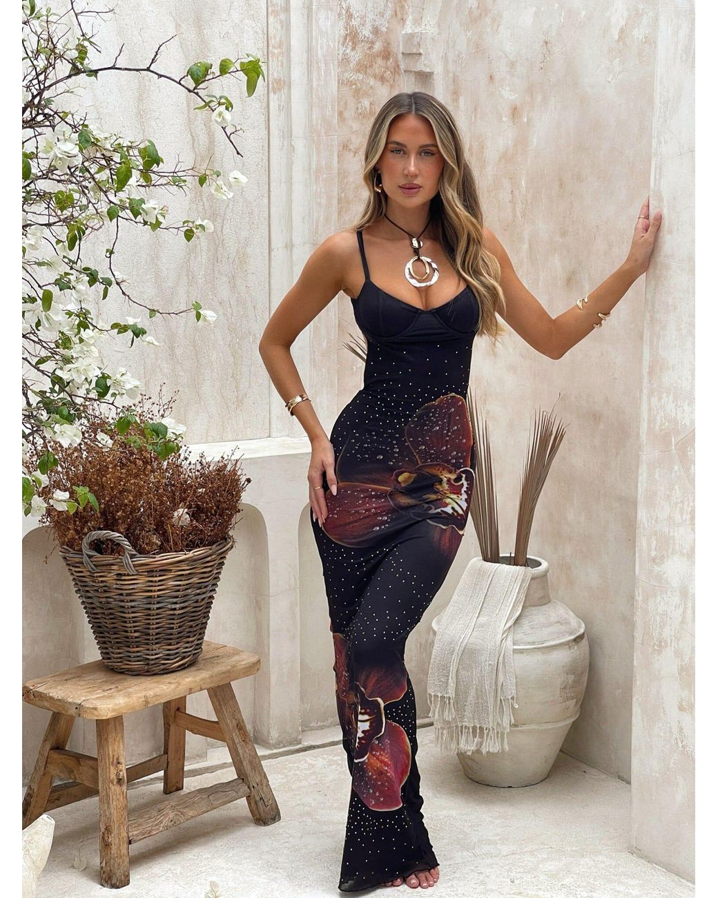 chinese dress ladies Zana One Shoulder Maxi Dress with Lace Back main image 0