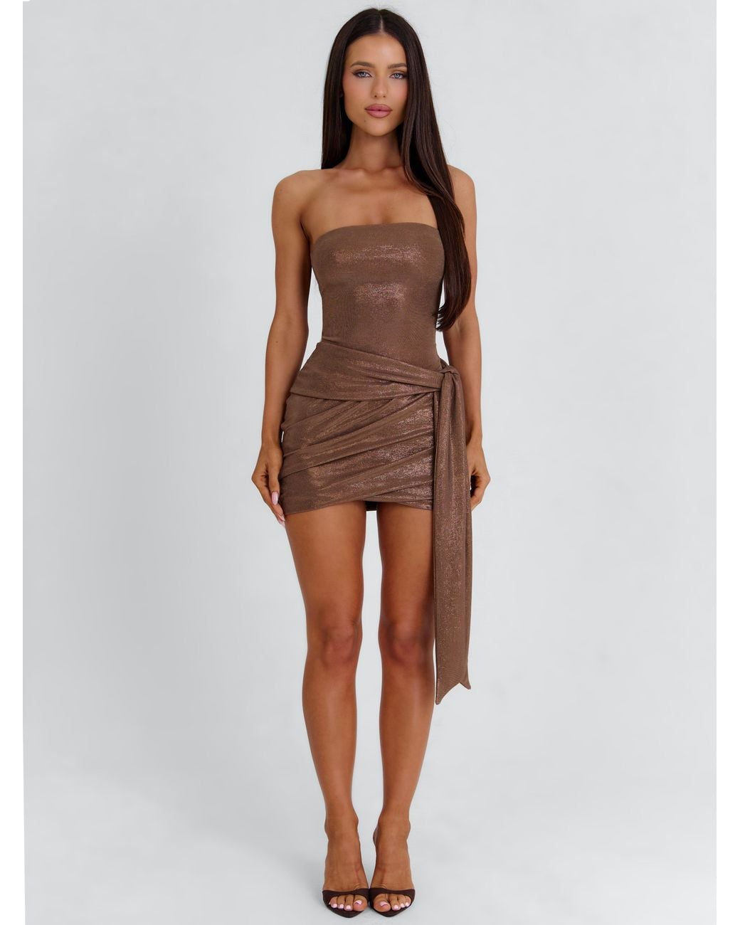 Outcast Brown Daylia Mini Dress Bronze