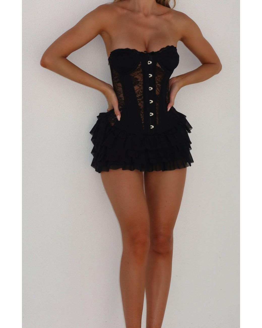 lucie mini dress black Mini Slip Dress with Ties at Shoulder and Long belt