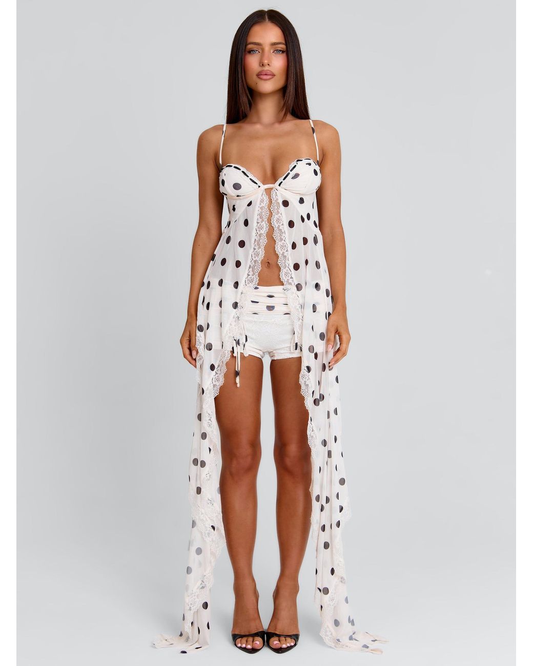 Outcast White Ashlyne Top Cream Polka Dot