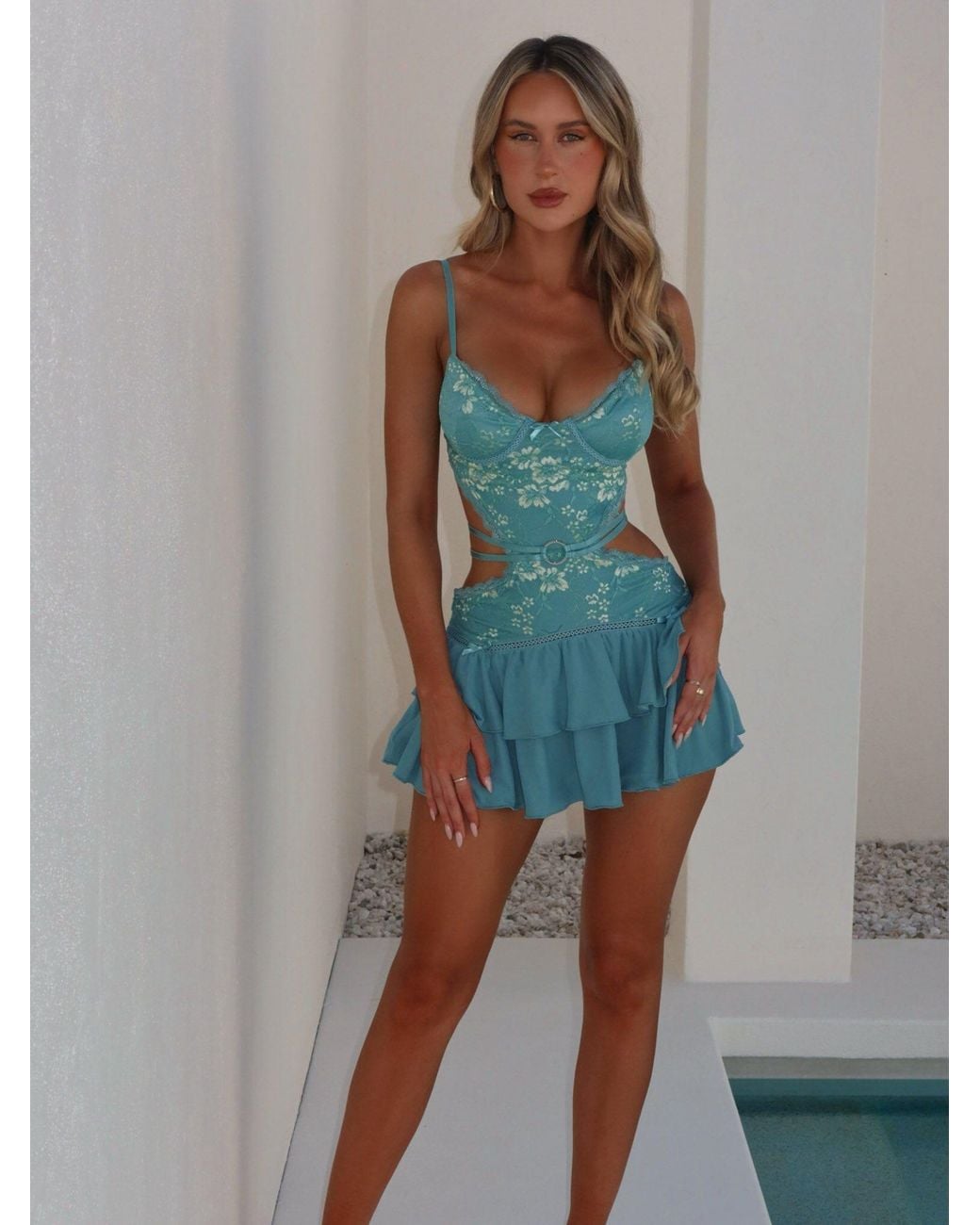 knee length dresses for ladies India Mini Dress Teal