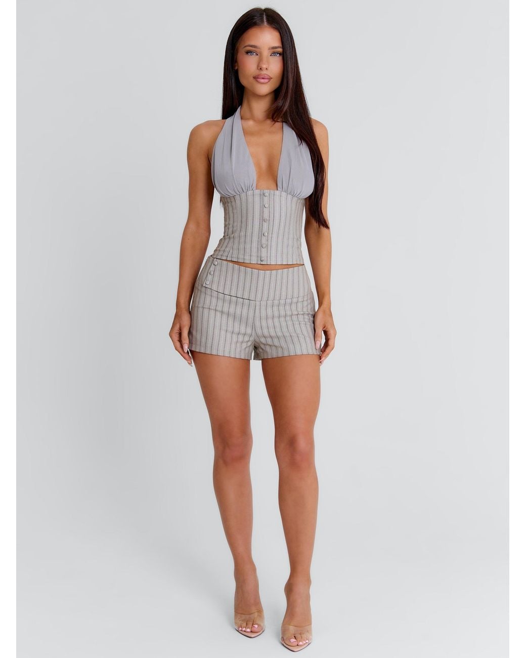 Outcast White Ariyah Shorts Stripe