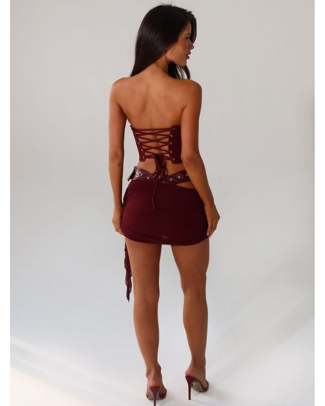 knee length dresses for ladies Women's Red Freya Mini Dress Burgundy in Size S/M by Outcast main image 1