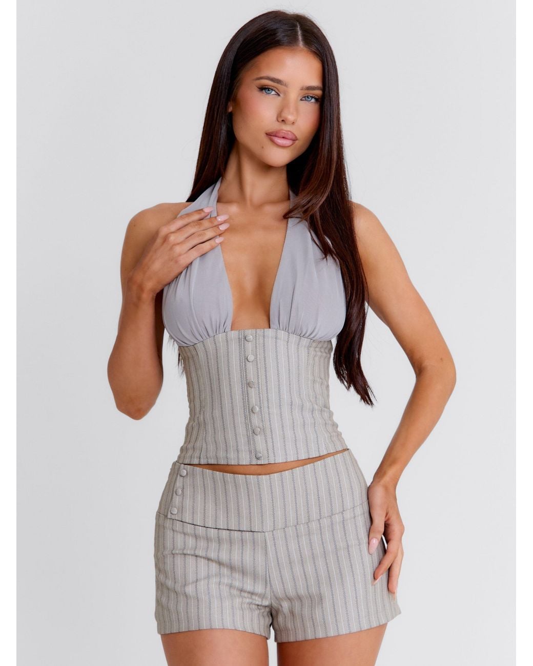 Outcast White Ariyah Shorts Stripe