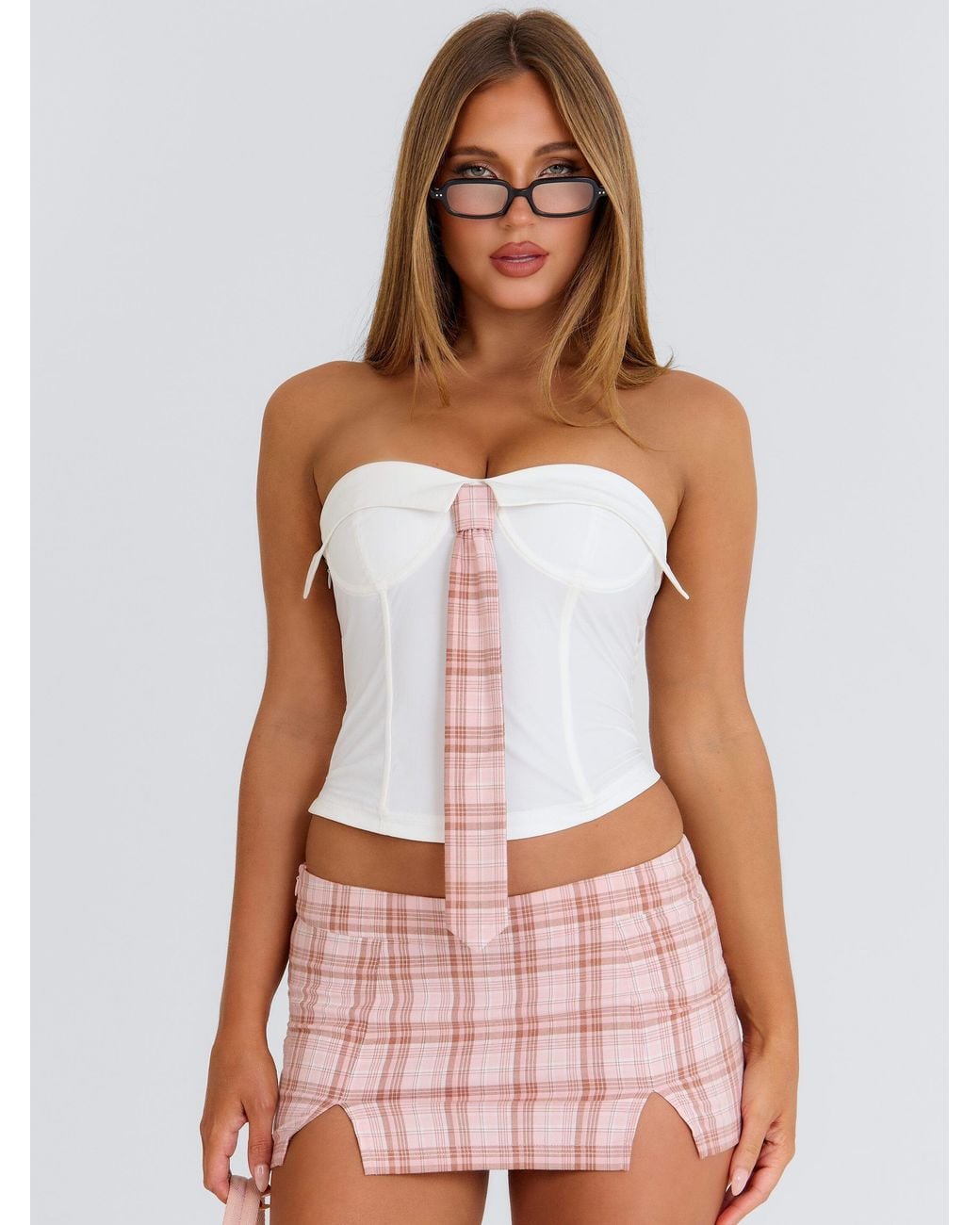 Outcast Brown Schoolgirl Micro Mini Skirt
