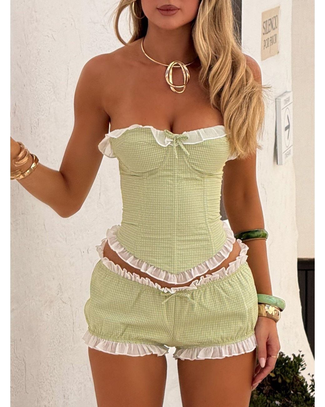 Outcast Green Junnie Corset Gingham