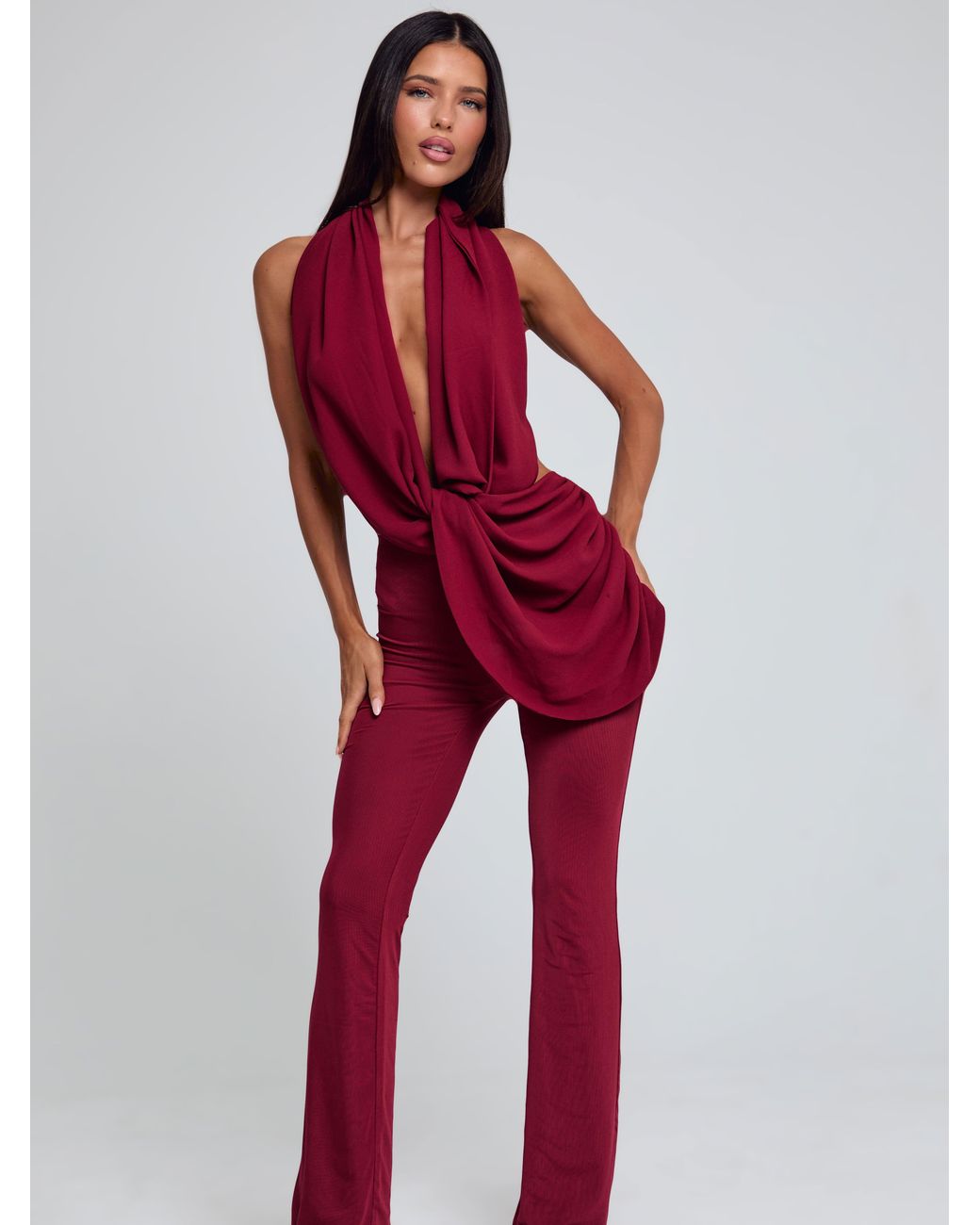 Outcast Red Arlen Jumpsuit Burgundy