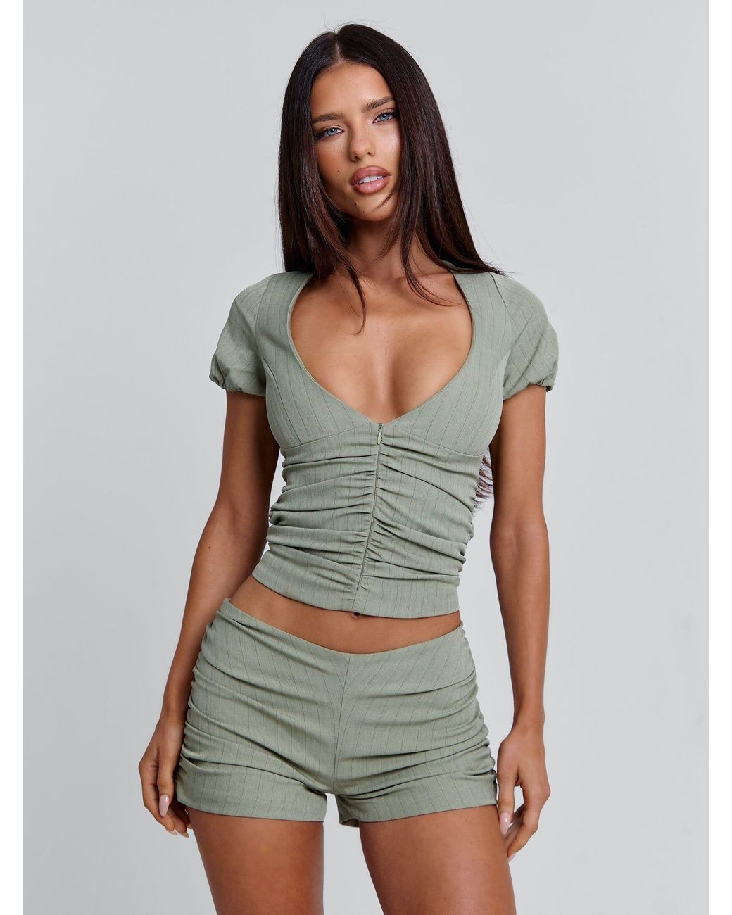 Outcast Green Liza Short Pinstripe
