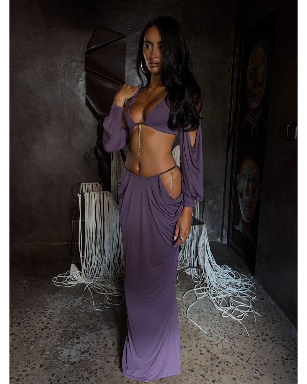 Outcast Purple Hadasa Maxi Skirt