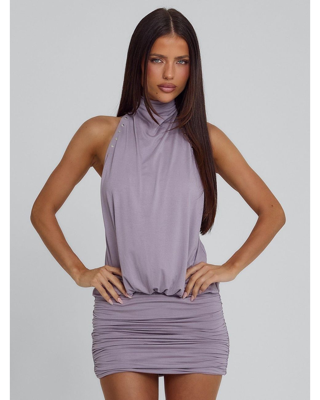 Outcast Purple Nalaya Mini Dress Dusty