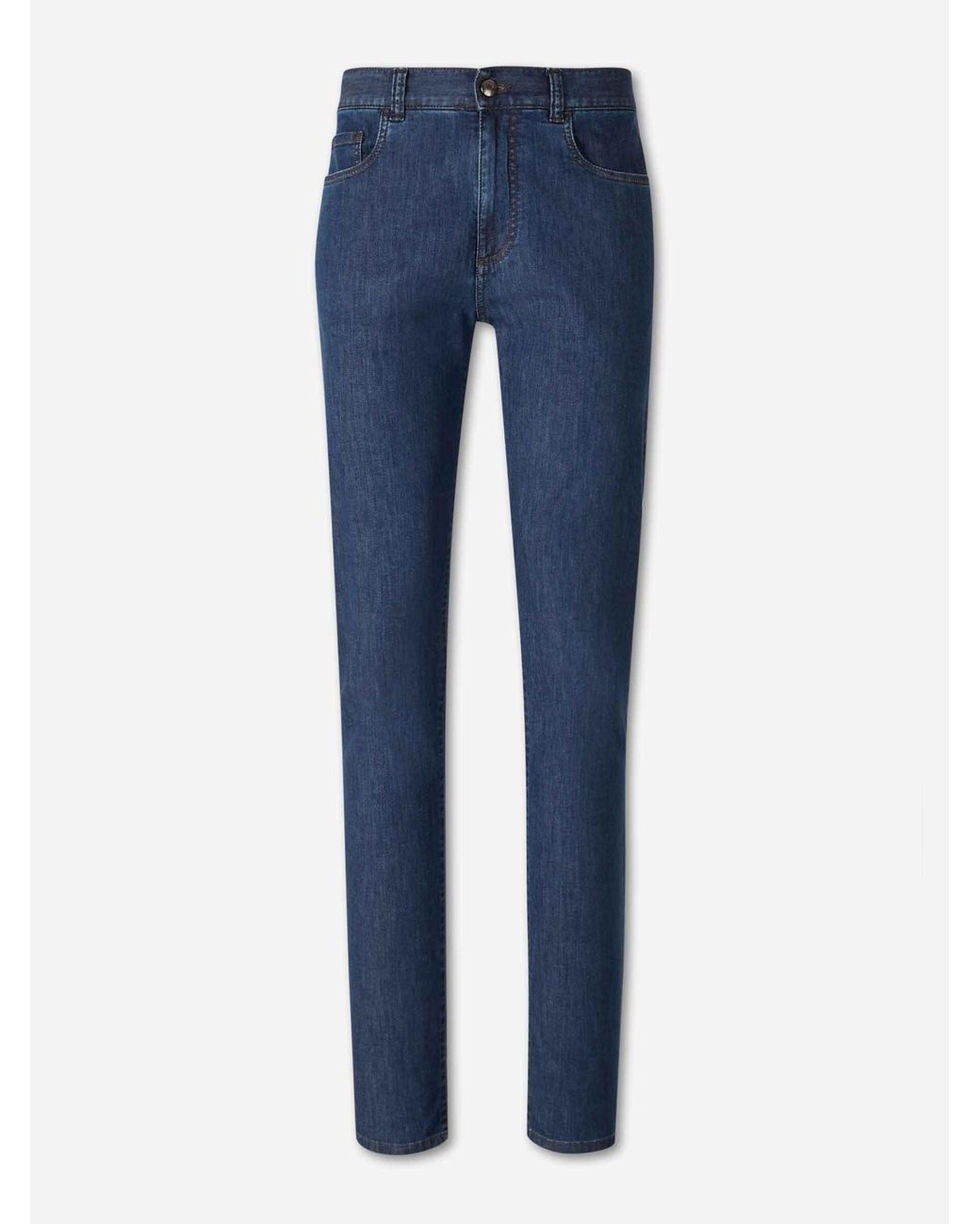 Jeans Rectos Algodón Canali de hombre de color Blue