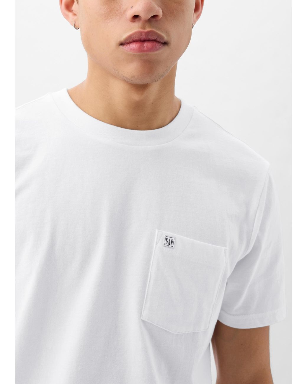 T-shirt in cotone con tasca e patch logo di Gap in Blue da Uomo