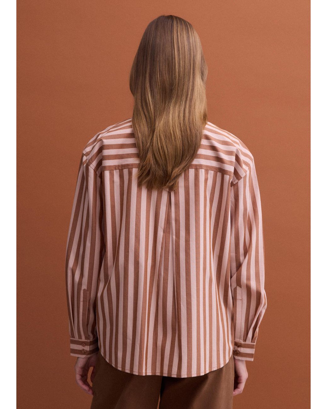 Camicia A Righe di Piombo in Brown