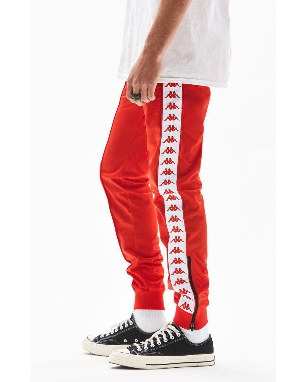 Kappa Synthetic Banda Rastoria Slim Track Pants in Red/White (Red) for Men  | Lyst