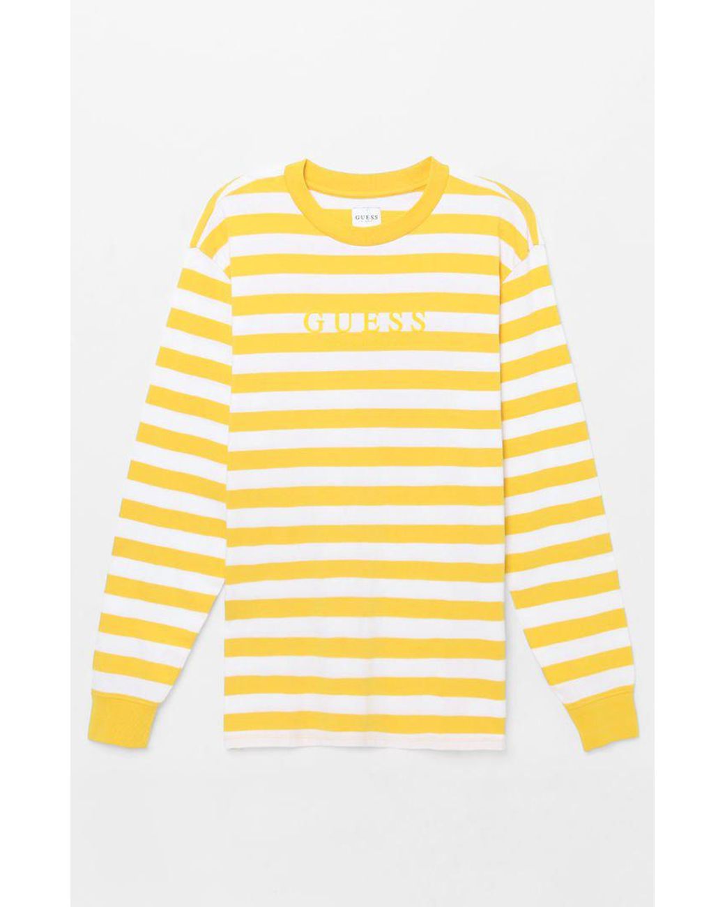 Guess Palm Stripe Long Sleeve T-shirt in Yellow for Men | Lyst