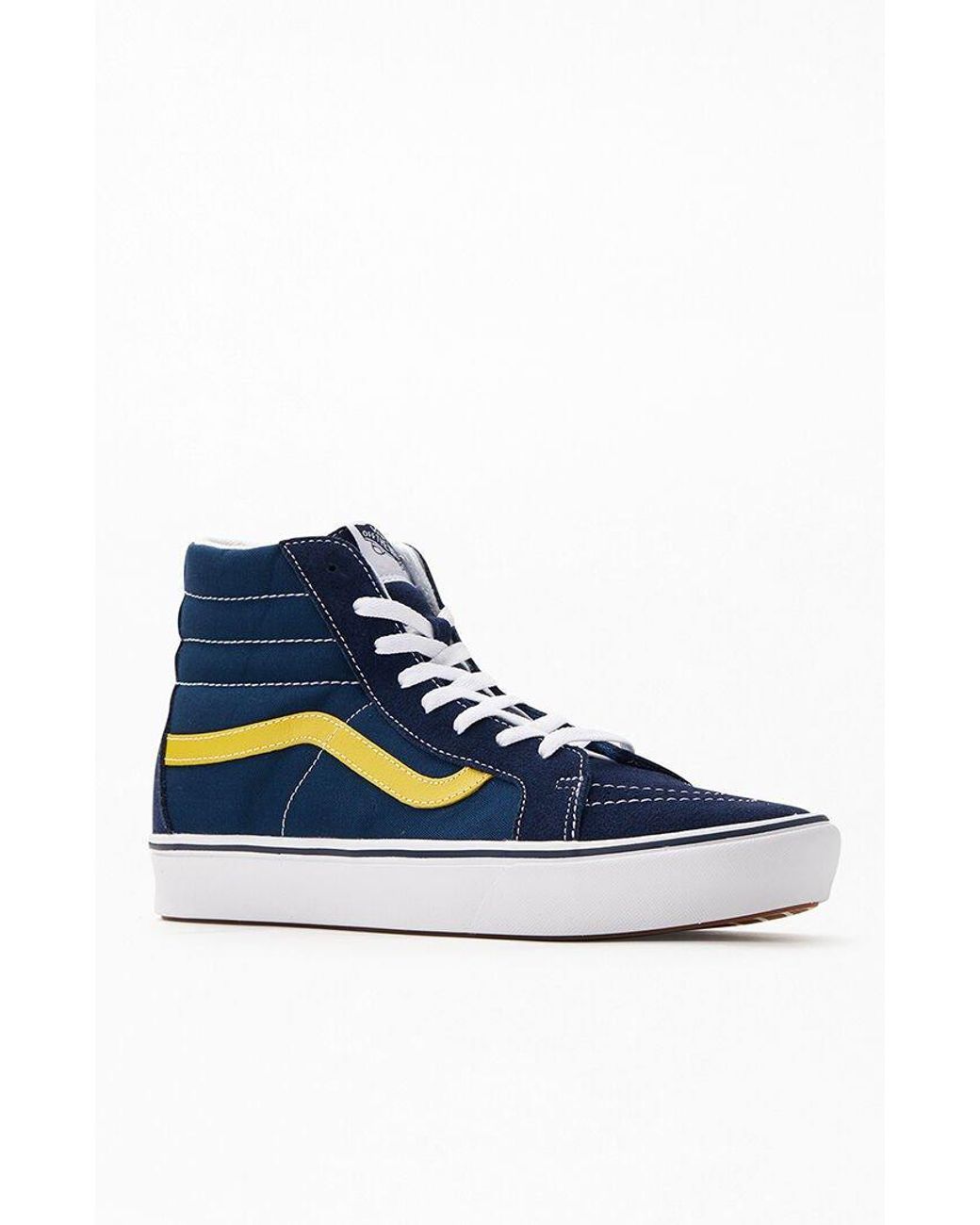 Vans Blue & Yellow Comfycush Sk8-hi Shoes for Men | Lyst