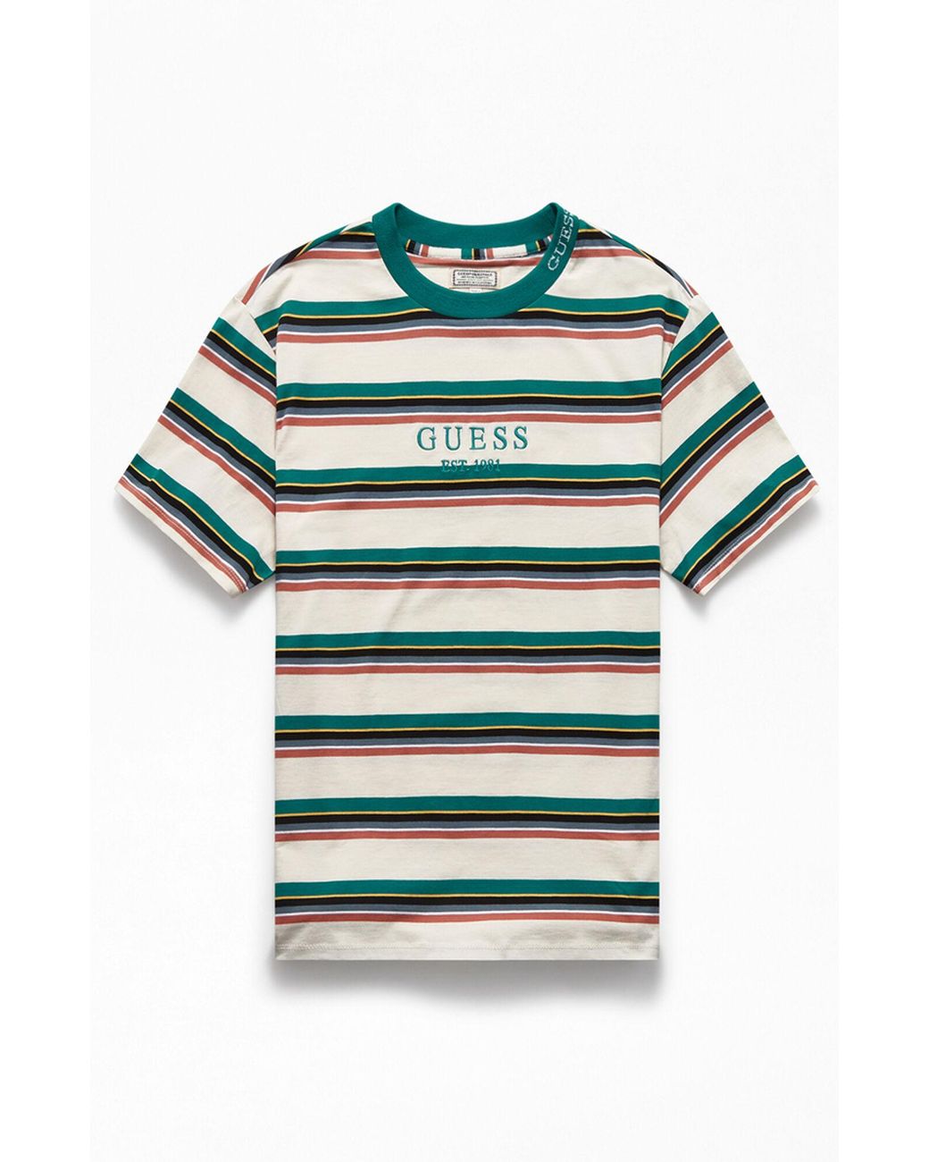 Guess Dylan Striped T-shirt in Green for Men - Lyst