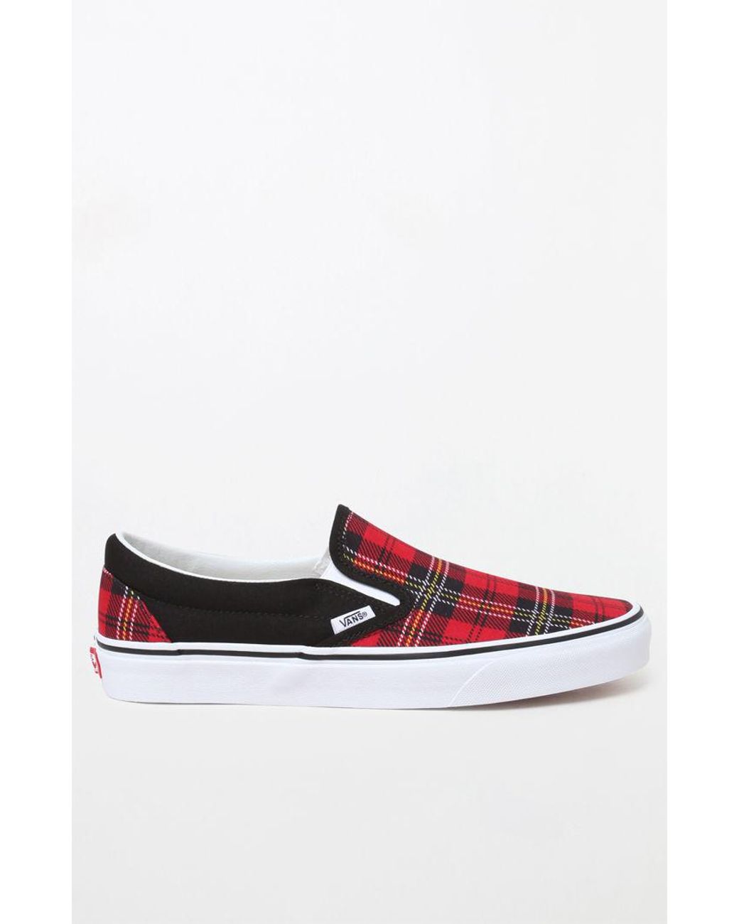 Vans Classic Slip-on Plaid Shoes in Red for Men | Lyst