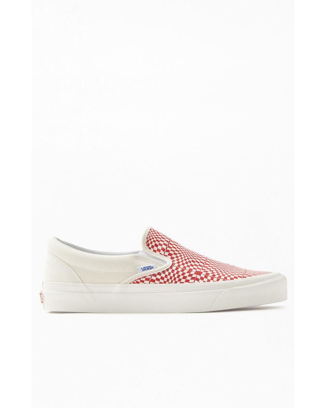 Vans Rubber Red And White Warped Checkerboard Slip-on Trainers for Men |  Lyst