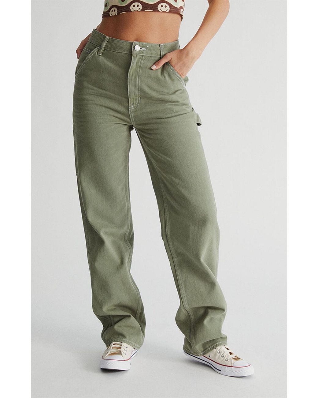 green carpenter pants