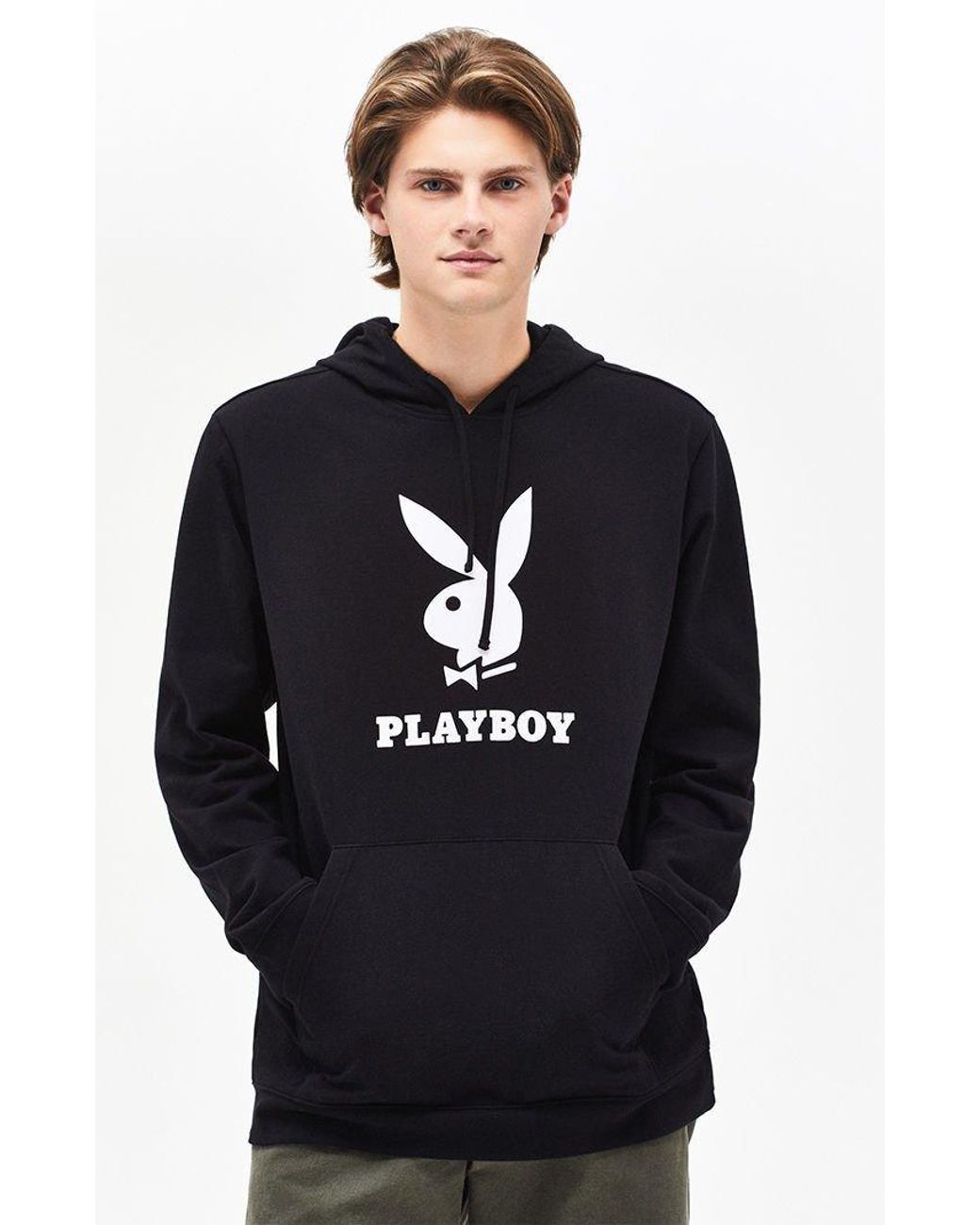 PacSun Fleece X Playboy Logo Pullover Hoodie in Black for Men | Lyst