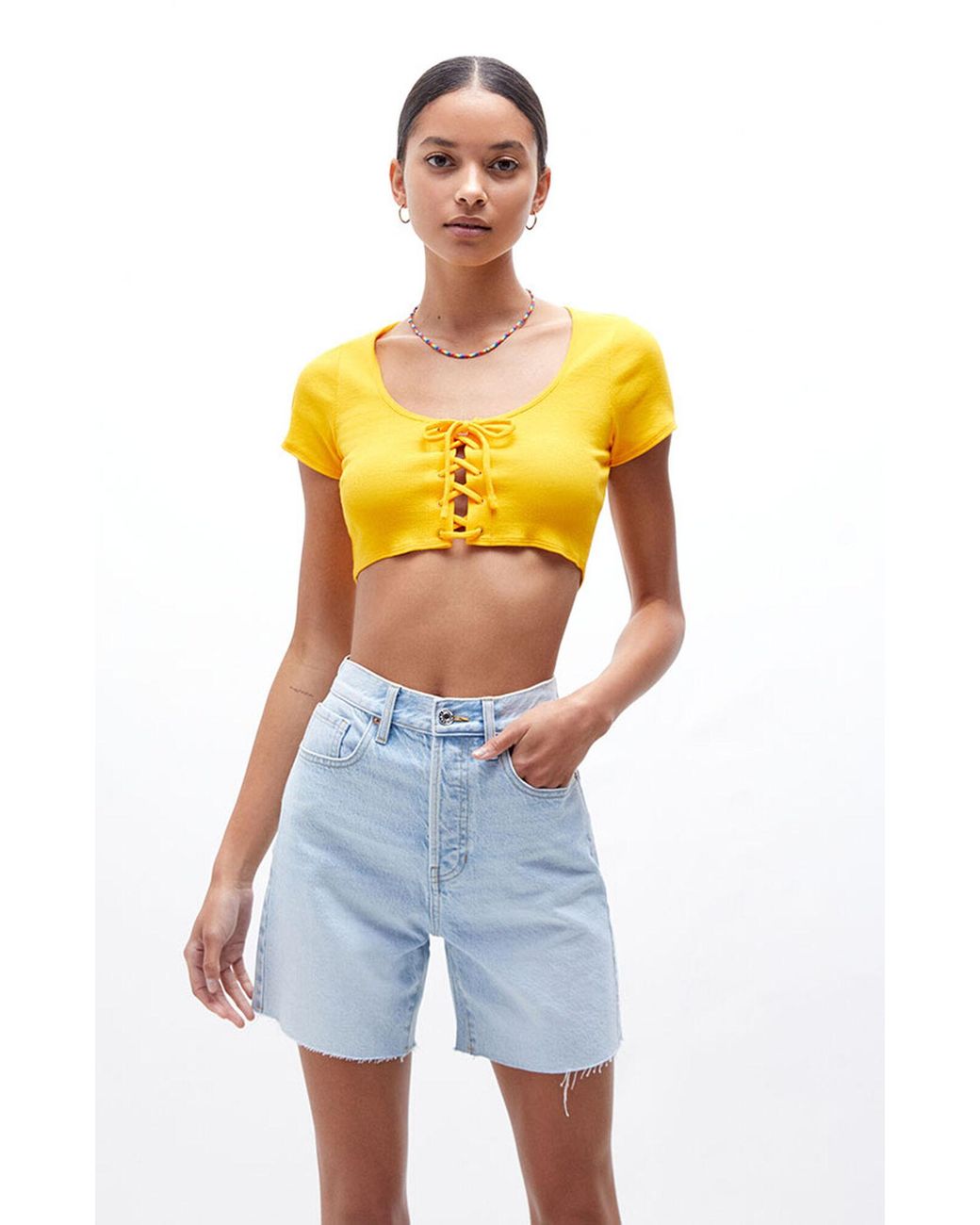 PacSun Eco Light Blue Denim Dad Shorts | Lyst