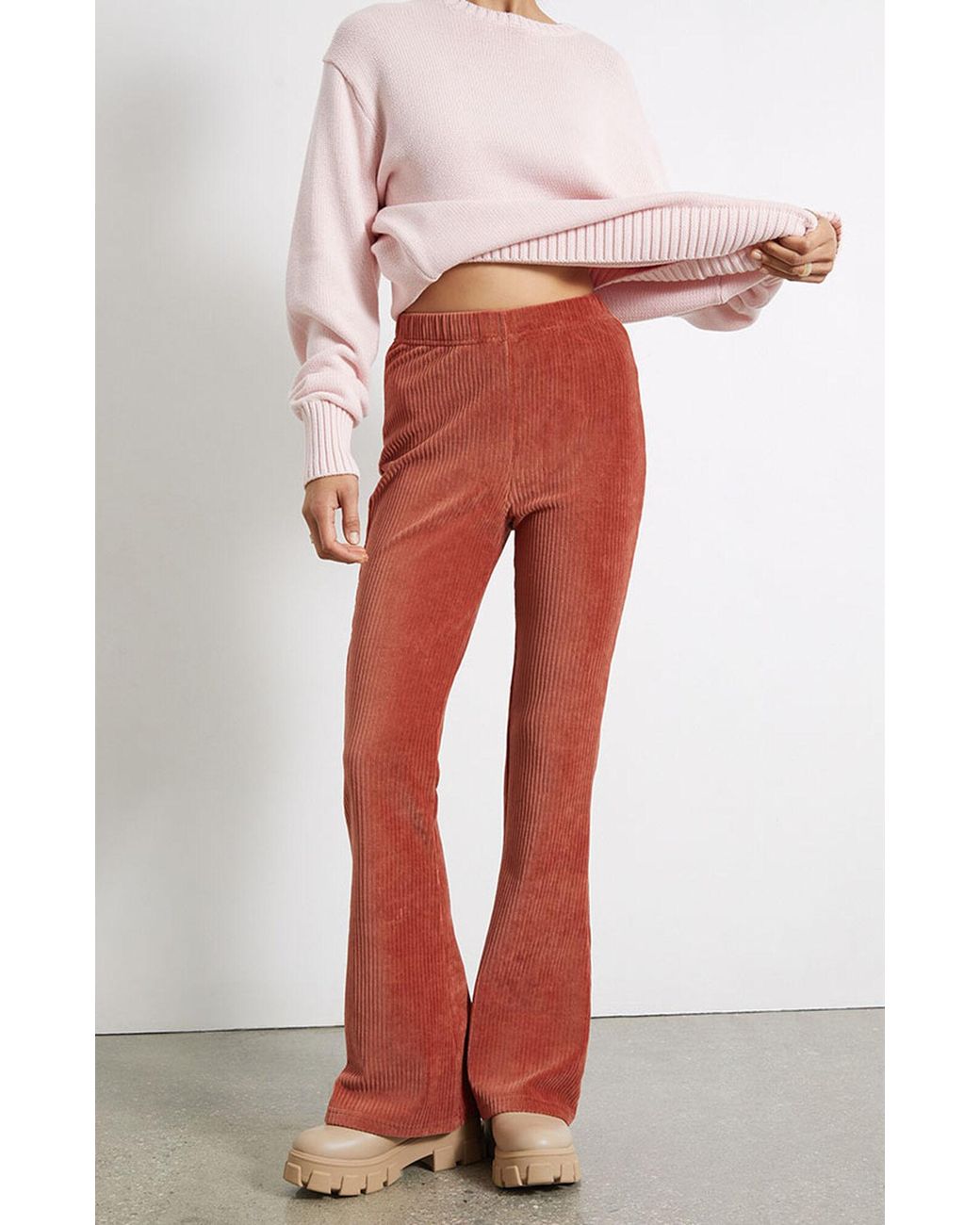 Billabong Hit A Cord High Waisted Corduroy Flare Pants in Red | Lyst