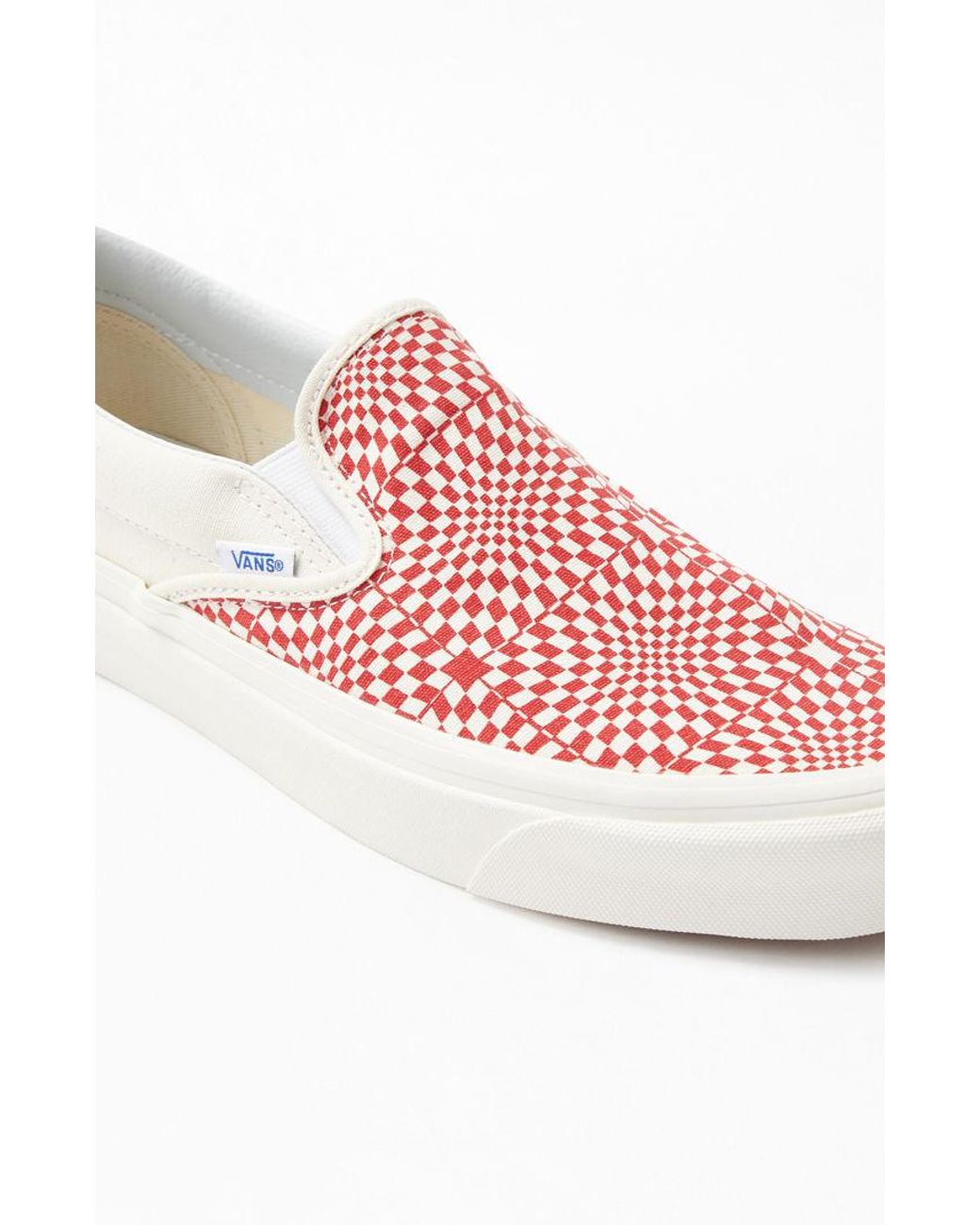 Vans Red And White Warped Checkerboard Slip-on Trainers for Men | Lyst