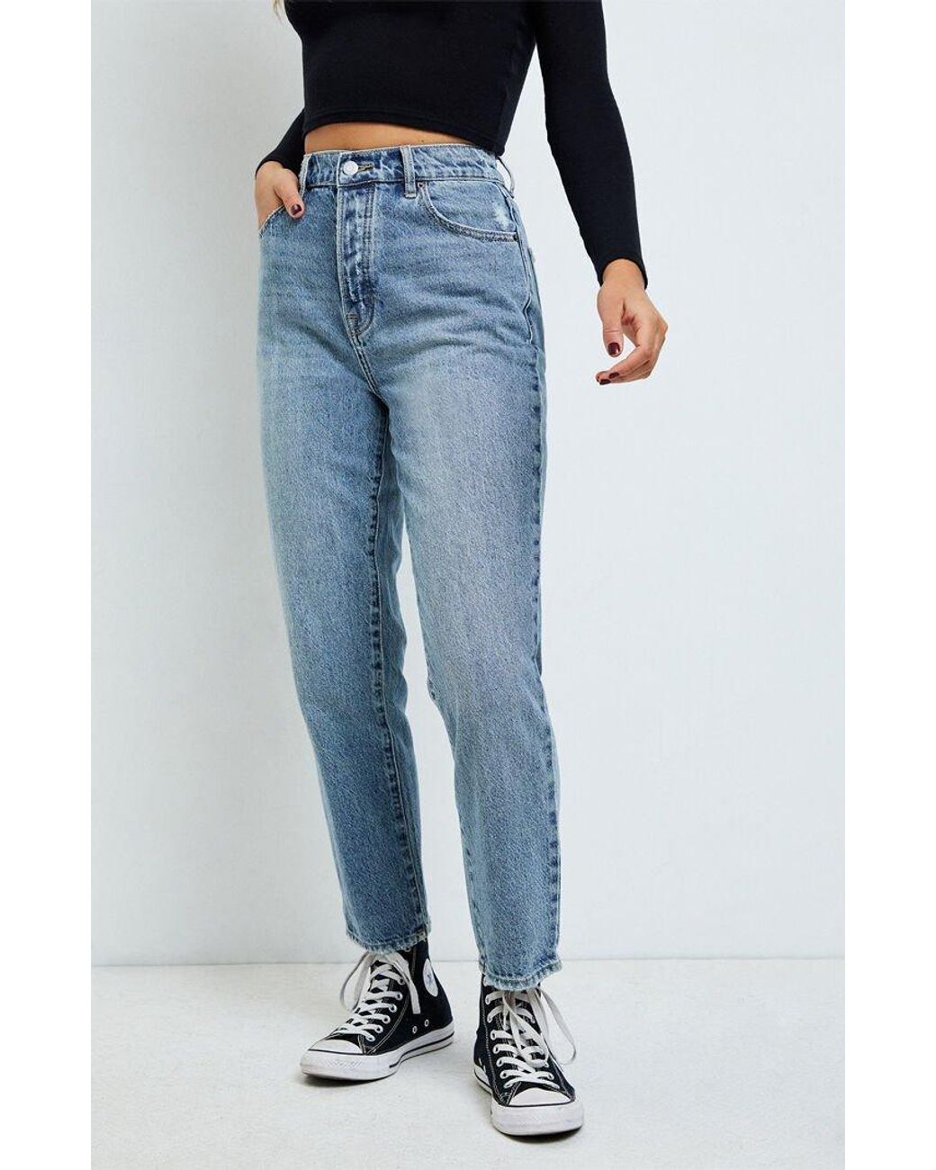 pacsun trusty blue high waisted straight leg jeans