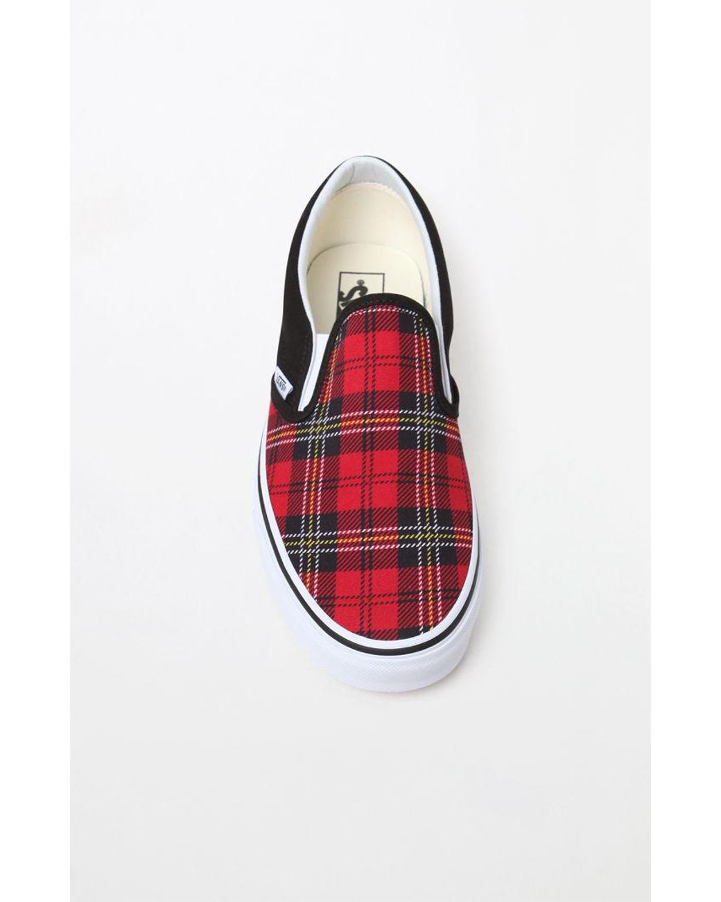 Vans Rubber Classic Slip-on Plaid Shoes in Red for Men | Lyst