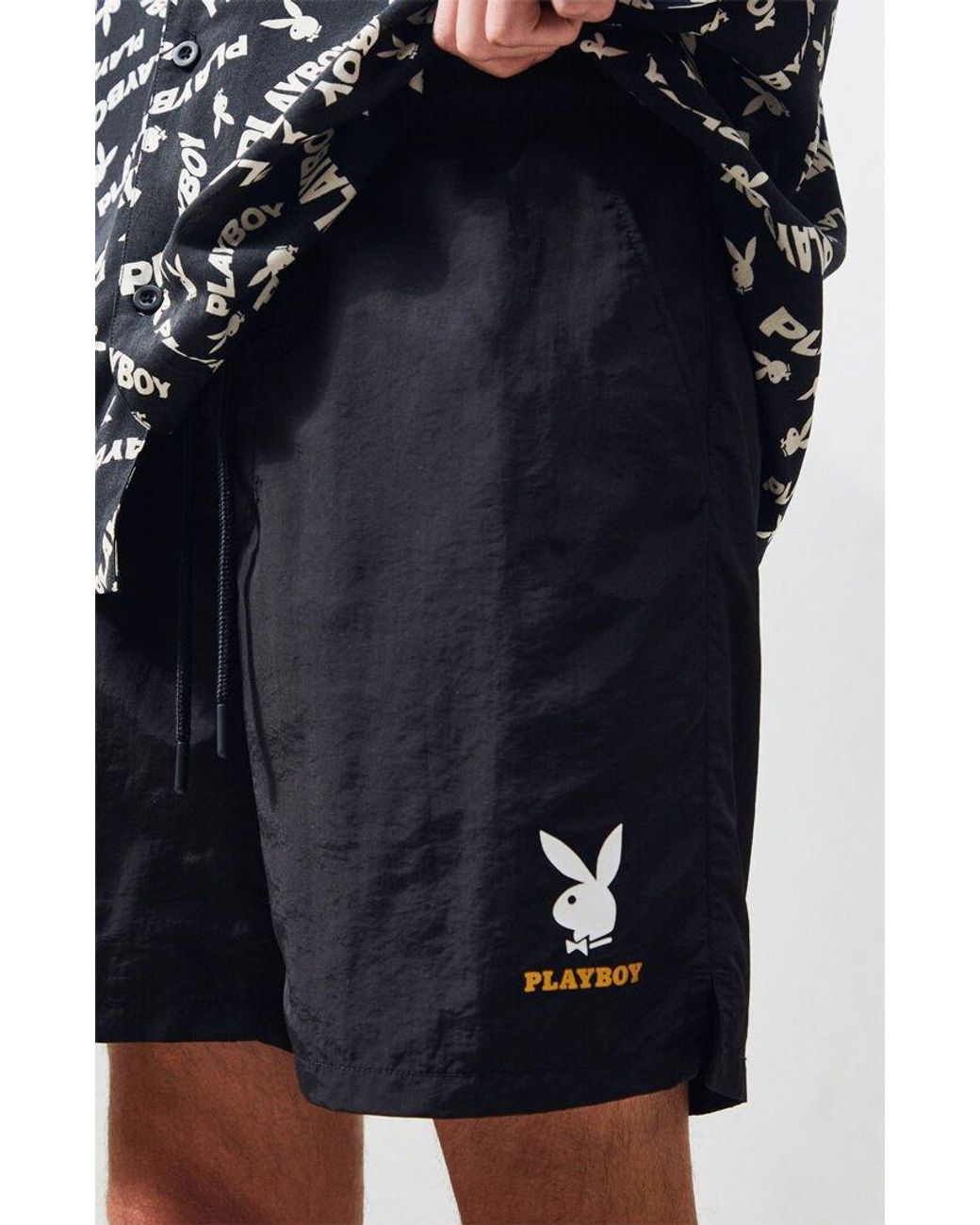 X Playboy Gold Text Active Shorts 