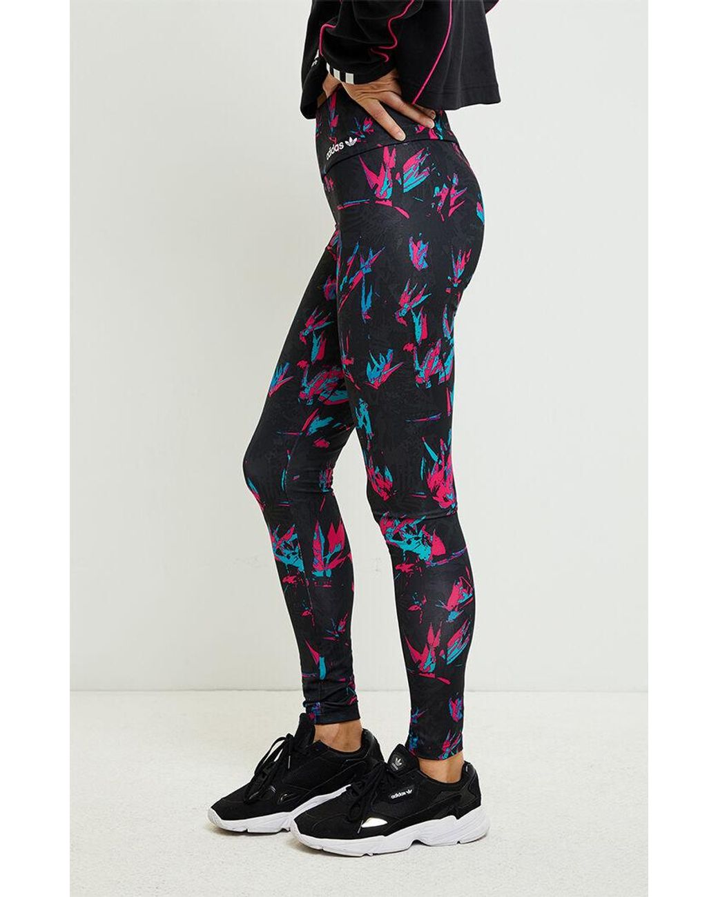 adidas Synthetic Black Multi Color Tech Leggings Lyst adidas Women's W Mh 3 Stripes Tight Tights, Multicolour