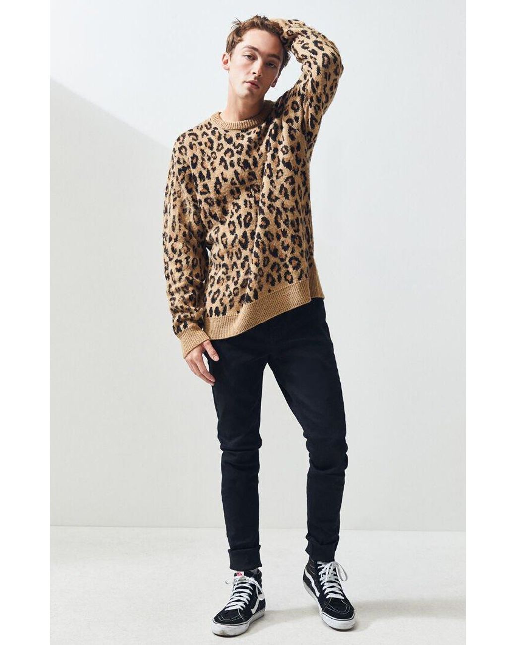 PacSun Leopard Crew Neck Sweater in 