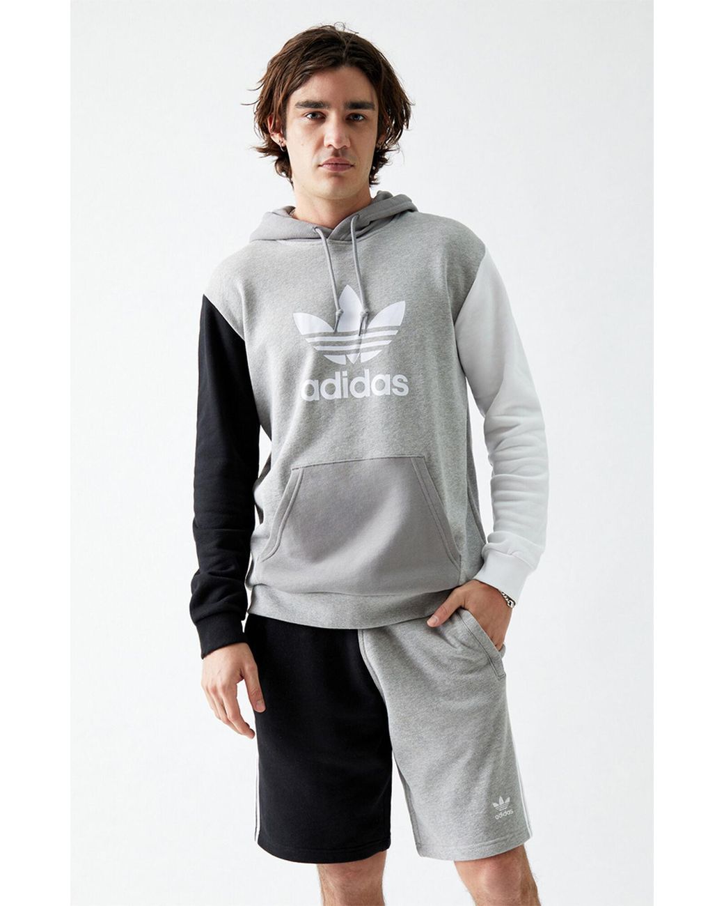 blocked trefoil hoodie