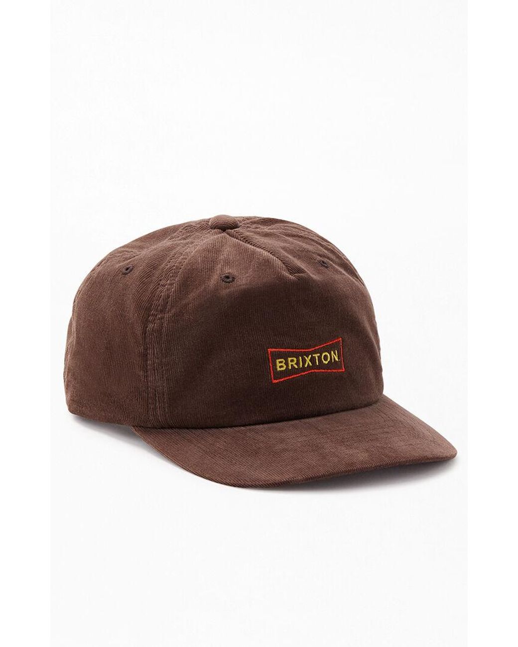 Brixton Wedge Corduroy Snapback Hat in 