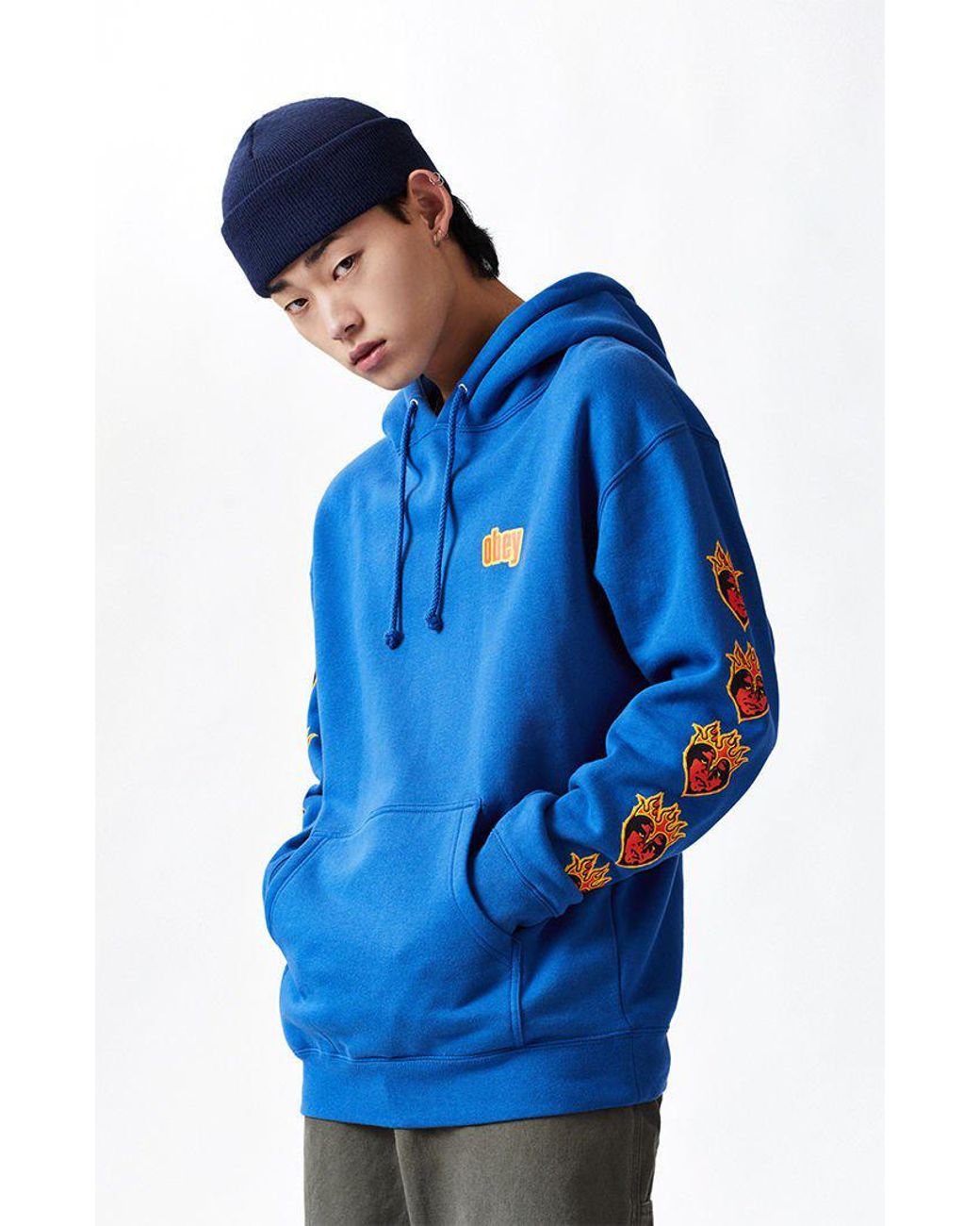 Obey Be Mine Pullover Hoodie in Blue 