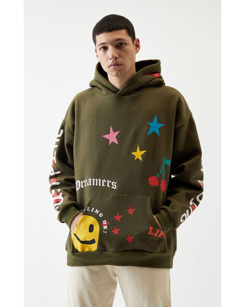 PacSun I'm Doing Just Fine Graphic Hoodie in Green for Men | Lyst