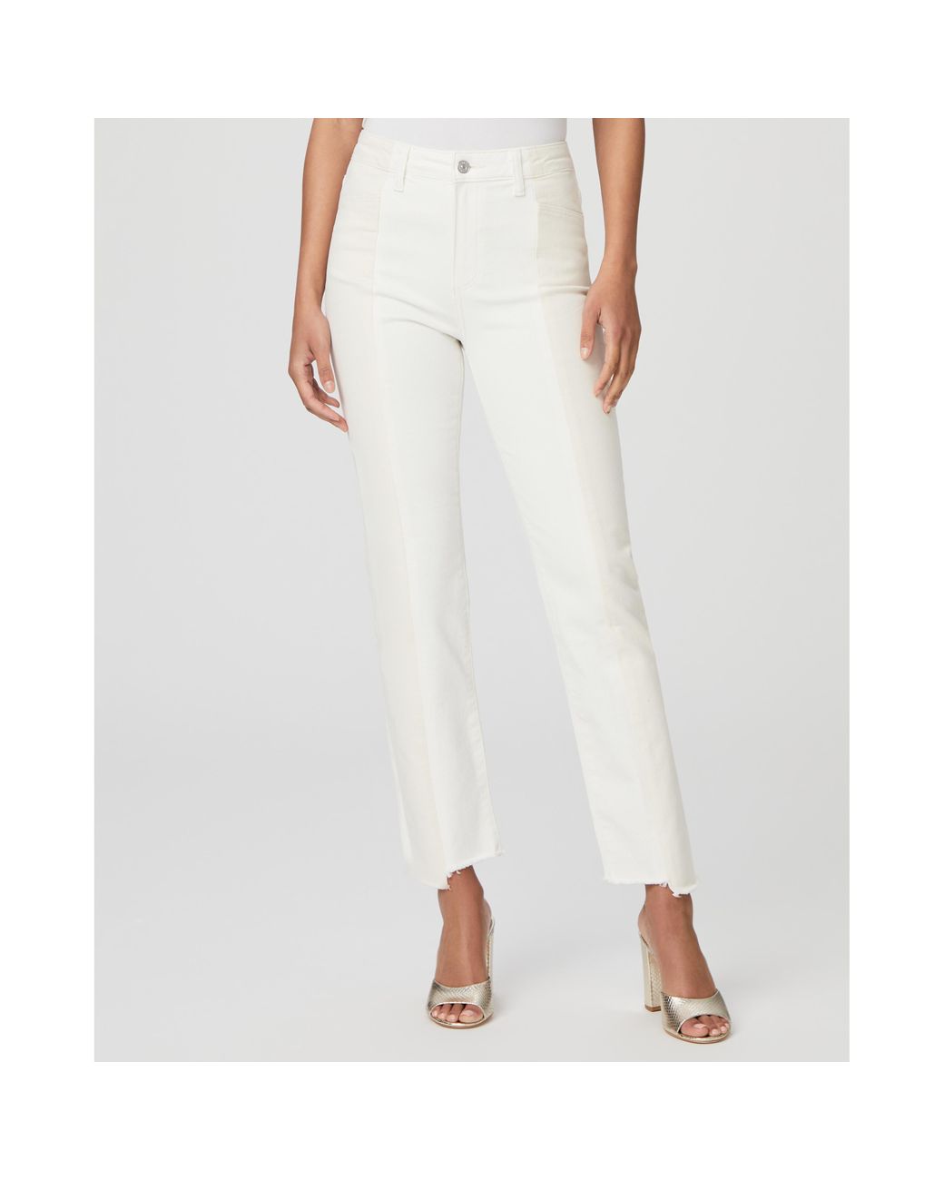 PAIGE Stella Straight Jeans in White | Lyst